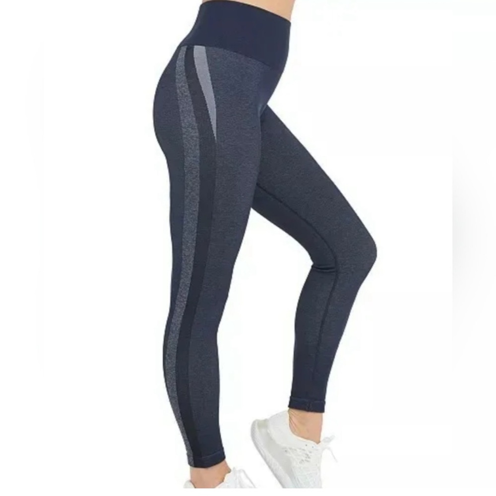 Spanx Leggings Seamless Track Stripe Blue Gray Size S/P . NWT